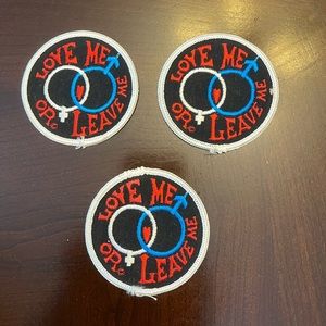 Vintage 1970’s Swiss Maid Quality Emblems Love Me Or Leave Me Patch Set of 3